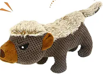 IOKHEIRA Dog Plush Toys for Aggressive Chewers, Indestructible Dog Squeaky Toys with Crinkle Paper, Durable Teething Chew Toys for Medium and Large Breed (Coffee Brown, Honey Badger)